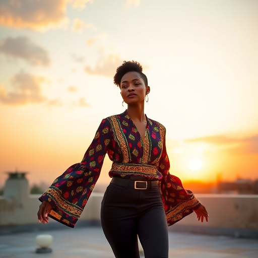 Model wearing Amaka blouse from She Speaks Collection by Chi & Stainless