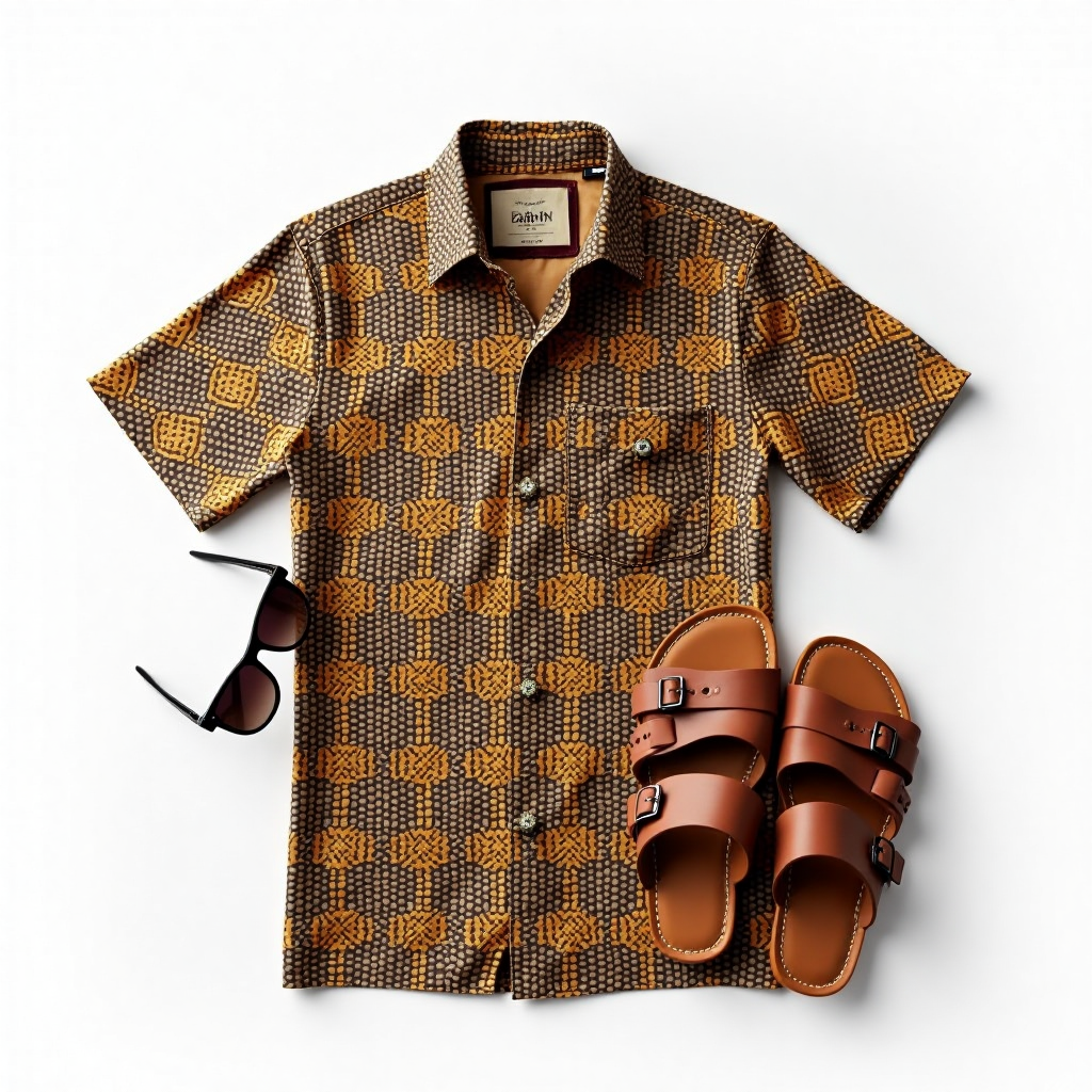 Chi & Stainless menswear styled flat lay with Afrocentric touches