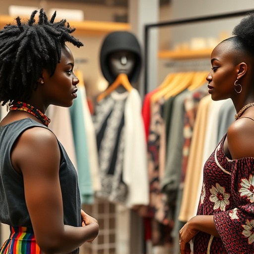 Chisom Ilo speaking with customers at Chi & Stainless Lagos fashion pop-up