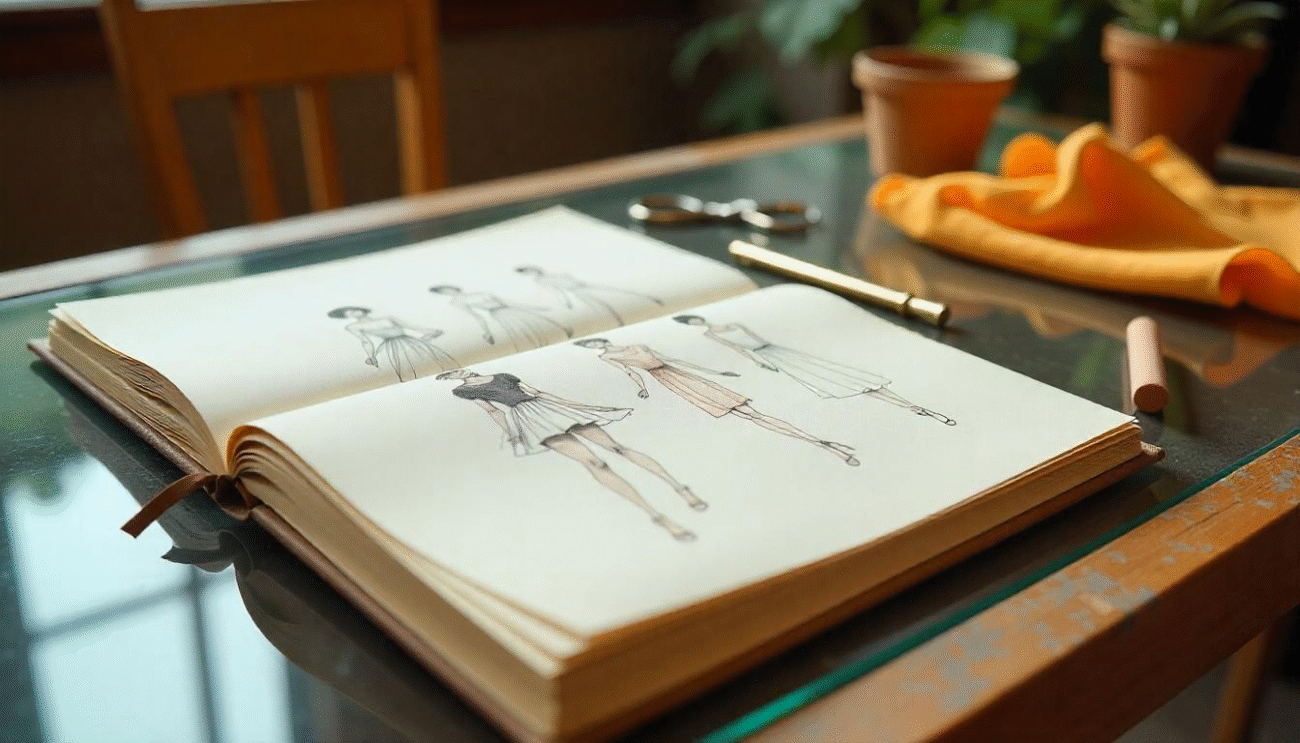 Early fashion design sketches from Chi & Stainless beginnings
