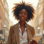 Designer Chisom Ilo walking in London, visual metaphor for Global Talent journey