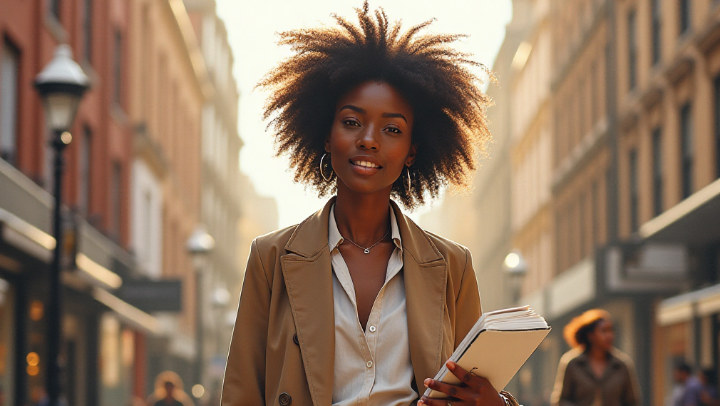 Designer Chisom Ilo walking in London, visual metaphor for Global Talent journey