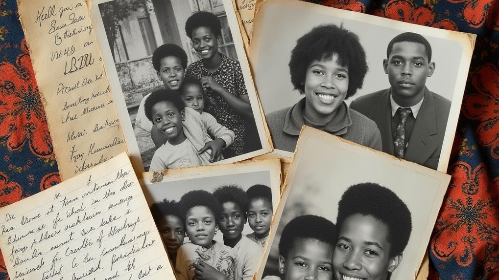 Ankara fabric and old African family photos used as design inspiration