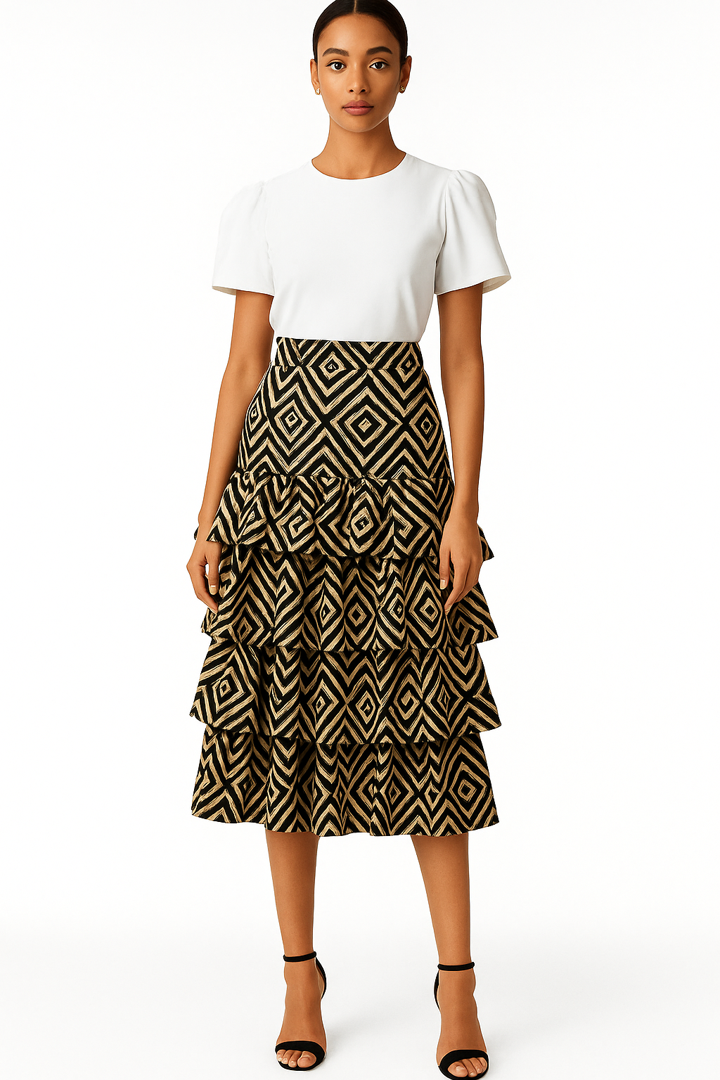 Akunna Ruffle Midi Skirt